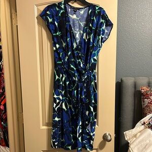 Maggy London Blue and Green Wrap Dress